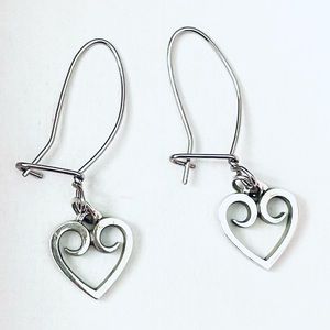 James Avery Retired/Rare Dangle Earrings Sterling Silver Scrolled Hearts